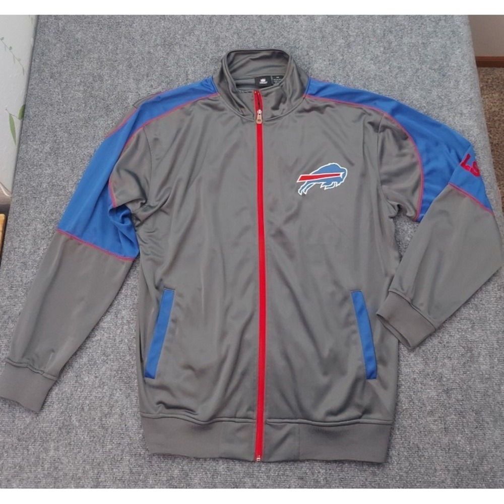 Buffalo Bills Jacket 2XL Gray Blue‎ Full Zip NFL Team Apparel Colorblock Track